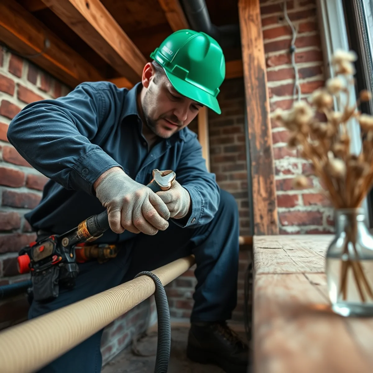 Careful PEX repiping installed inside the basement joists of a historic Bridgewater brick house