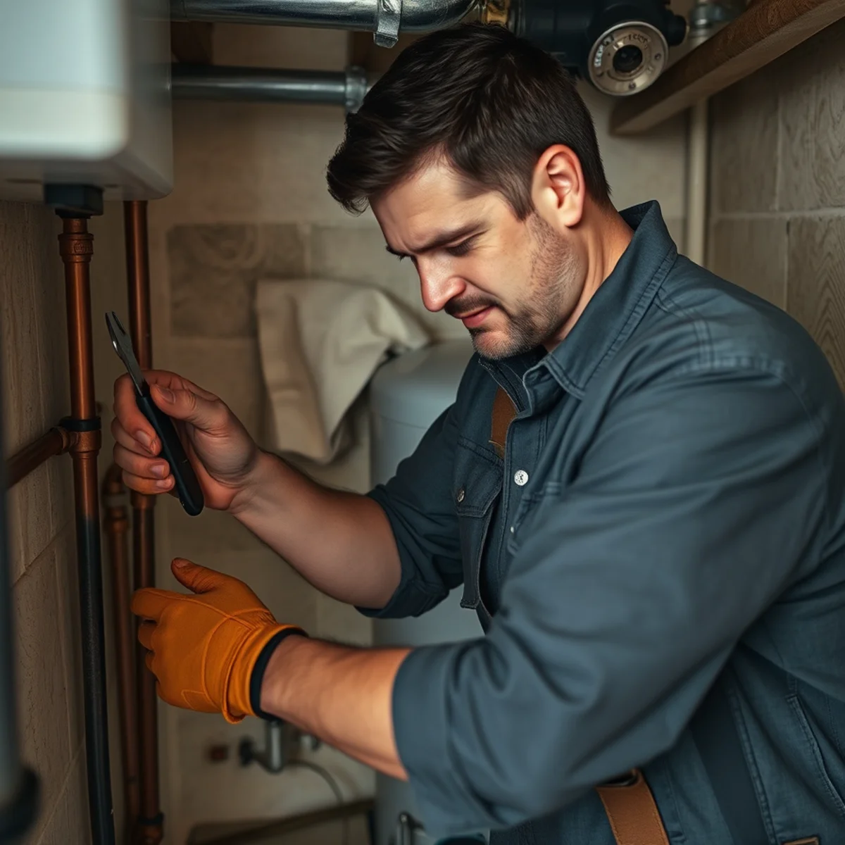 Newly installed metered water softener system in a Fishersville basement utility closet