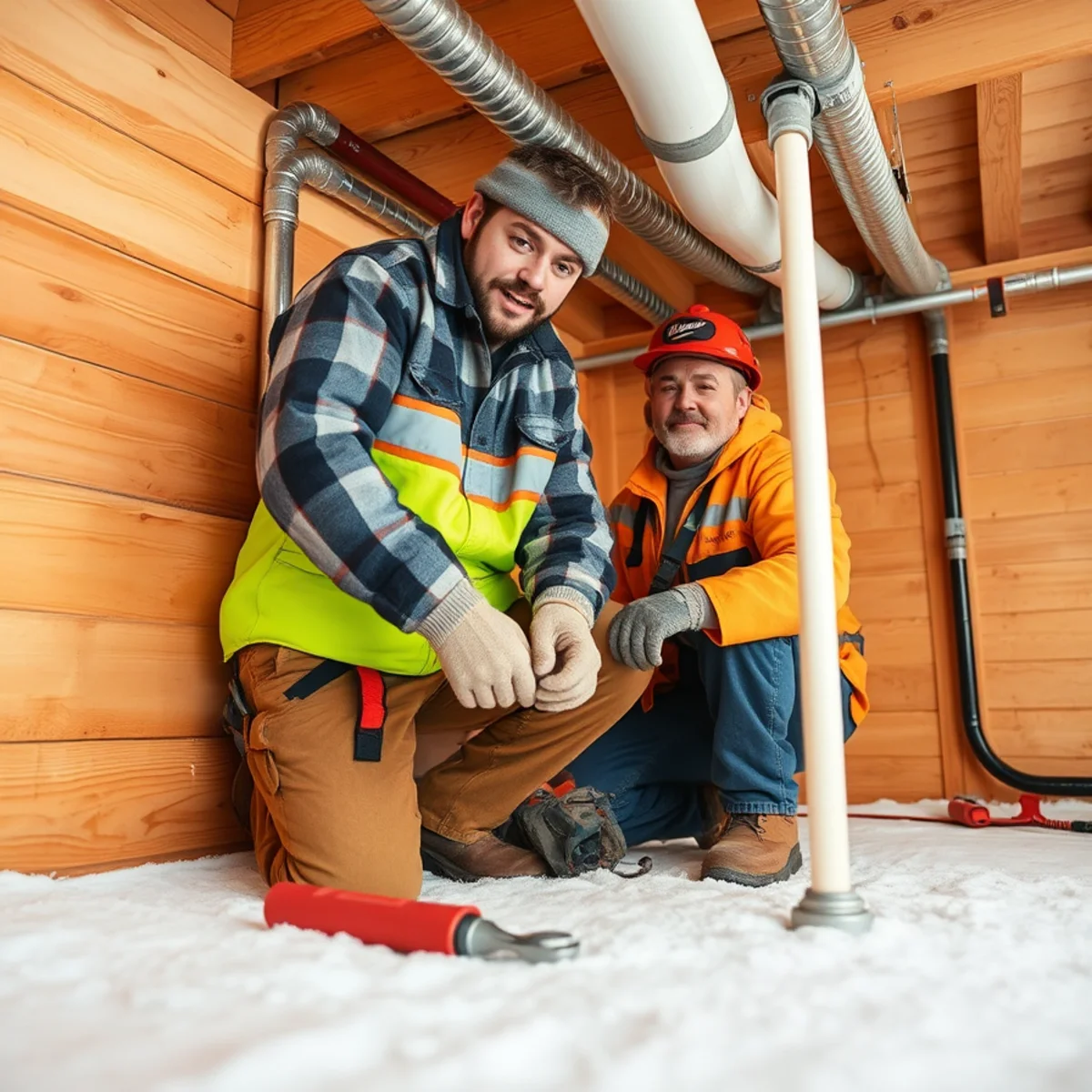 Plumber winterizing water supply valves and draining lines in a Page County vacation cabin