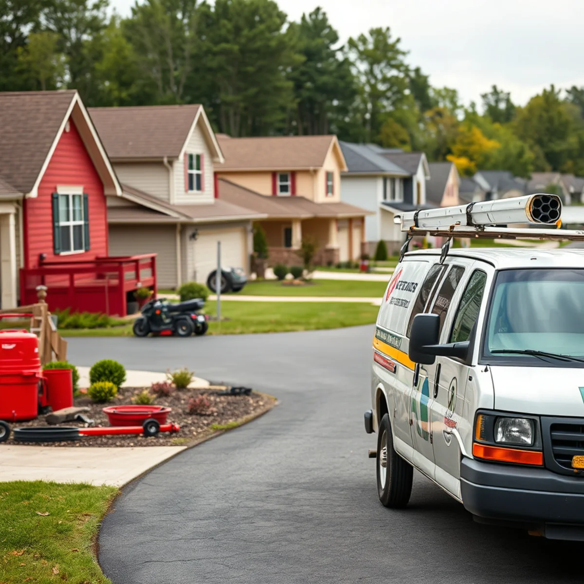 Plumbing technician servicing a modern water heater in a Massanetta Springs subdivision home