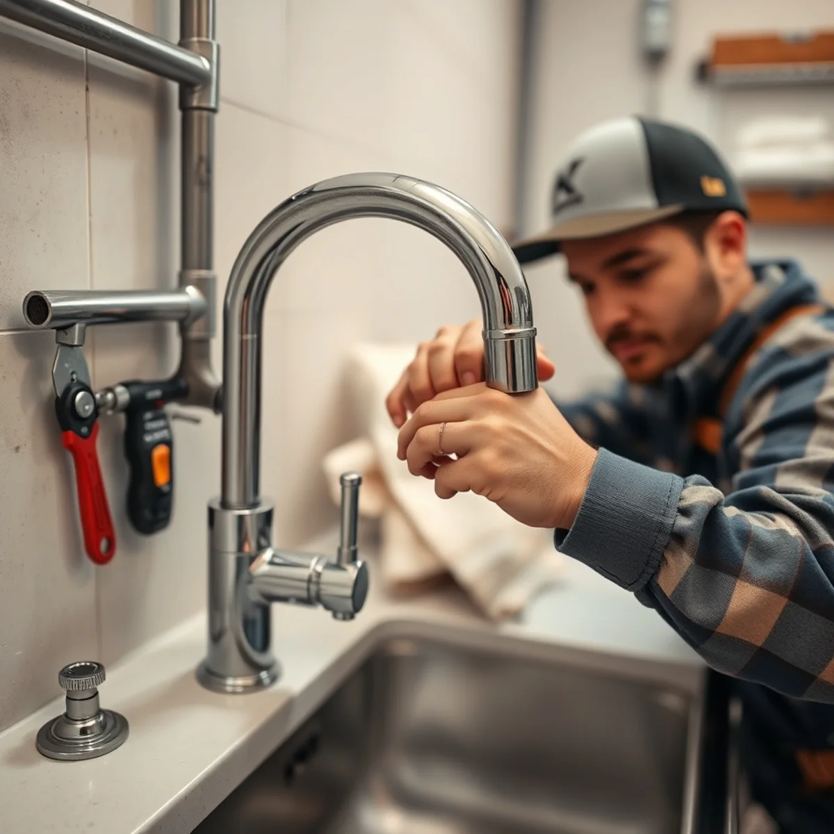Commercial-grade washerless ceramic disc faucet installed on an apartment kitchen sink