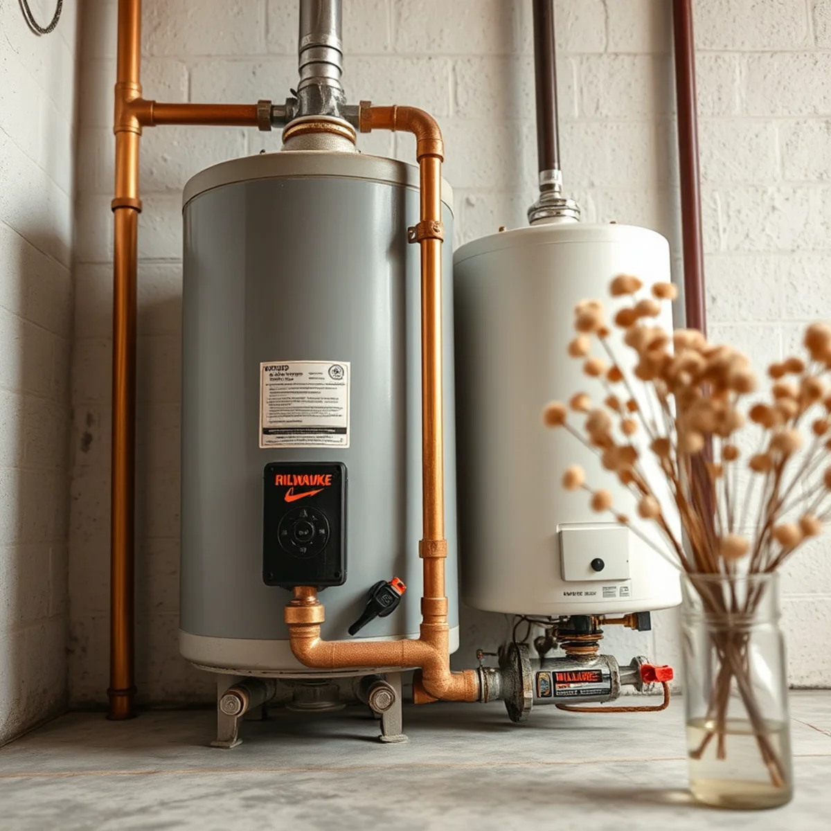 Energy Guide yellow label on a high-efficiency water heater showing substantial annual energy savings