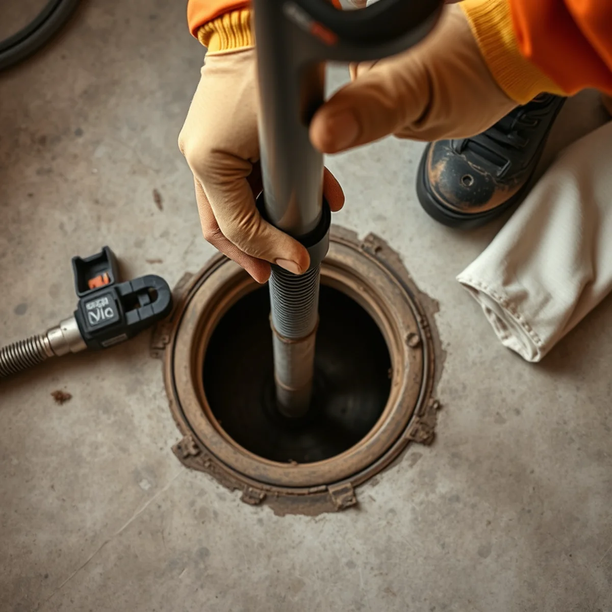 Plastic containment barriers and floor protection installed around an overflowing floor drain