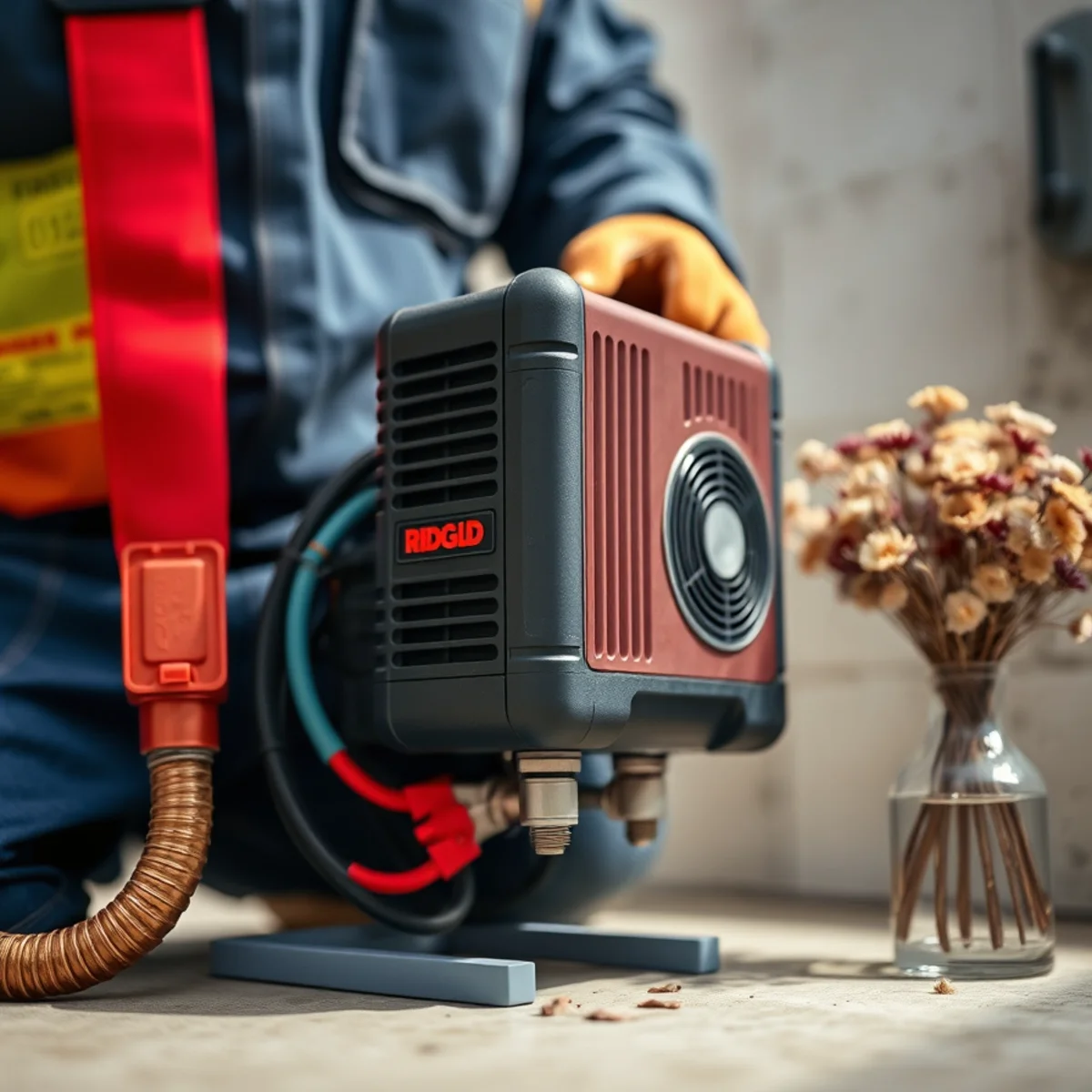 Deep-cycle maintenance-free AGM battery and smart inverter charger mounted securely on wall